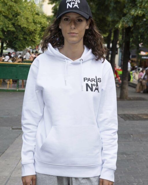 SWEAT À CAPUCHE BLANC IMPRIMÉ CC LOGO PARIS N°1 NOIR