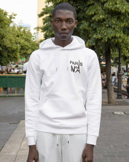 WHITE HOODIE PRINTED HS LOGO PARIS N°1 BLACK