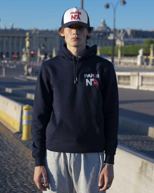 NAVY HOODIE PRINTED HS LOGO PARIS N°1 BICOLOUR