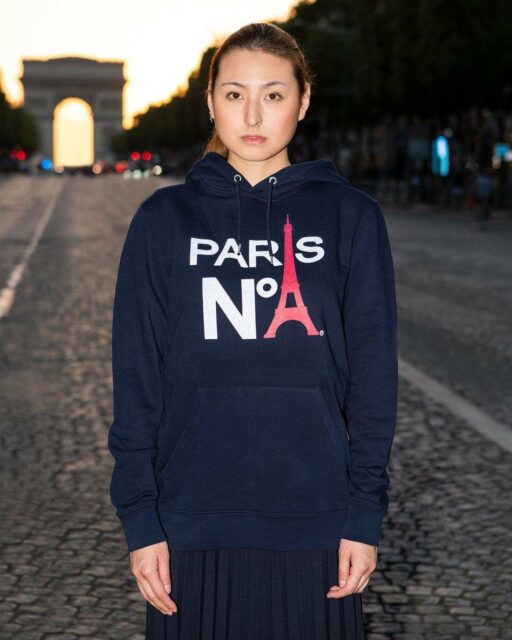 NAVY HOODIE PRINTED FACE LOGO PARIS N°1 BICOLOUR