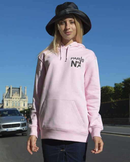SWEAT À CAPUCHE ROSE IMPRIMÉ CC LOGO PARIS N°1 NOIR