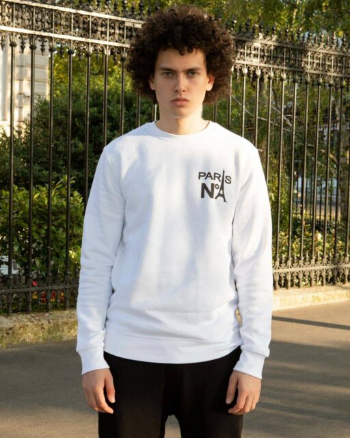 SWEAT COL ROND BLANC IMPRIMÉ CC LOGO PARIS N°1 NOIR