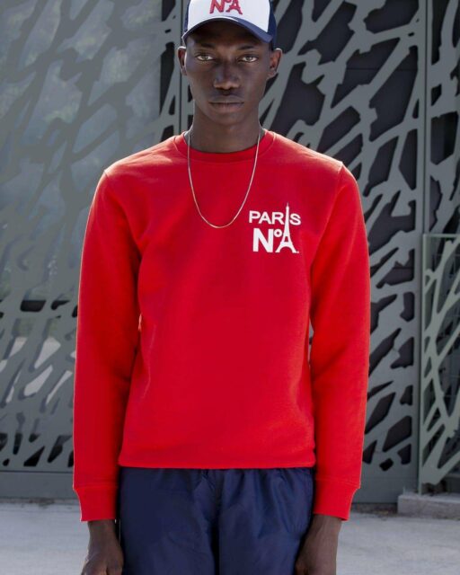 SWEAT COL ROND ROUGE IMPRIMÉ CC LOGO PARIS N°1 BLANC