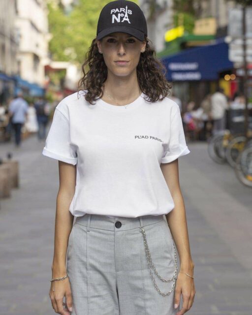 T-SHIRT COL ROND BLANC IMPRIMÉ CC LOGO PL'AD PARIS SIGN NOIR