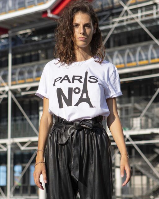 T-SHIRT COL ROND BLANC IMPRIMÉ FACE LOGO PARIS N°1 NOIR