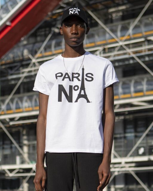T-SHIRT COL ROND BLANC IMPRIMÉ FACE LOGO PARIS N°1 NOIR