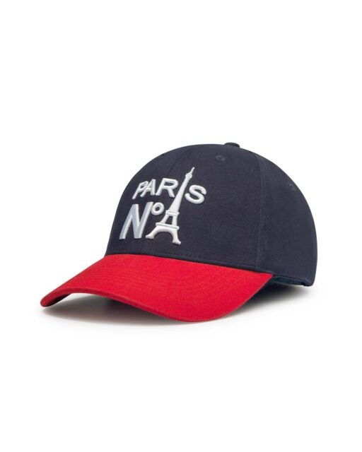 CASQUETTE BASEBALL PL'AD PARIS NAVY-ROUGE/BRODÉE PARIS N°1 BLANC